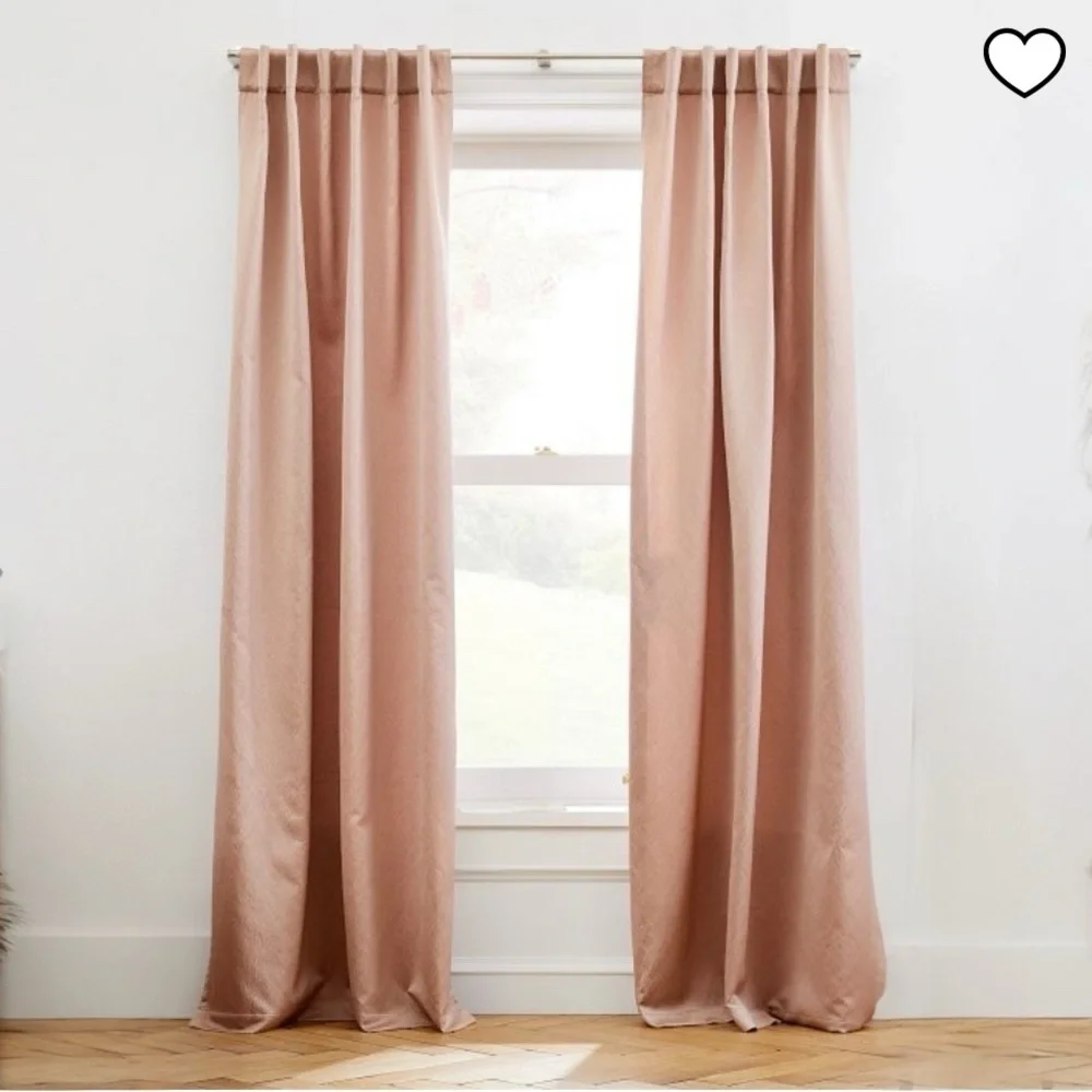 WEST ELM DUSTY BLUSH RIPPLE JACQUARD CURTAIN PANELS 48 x 108
